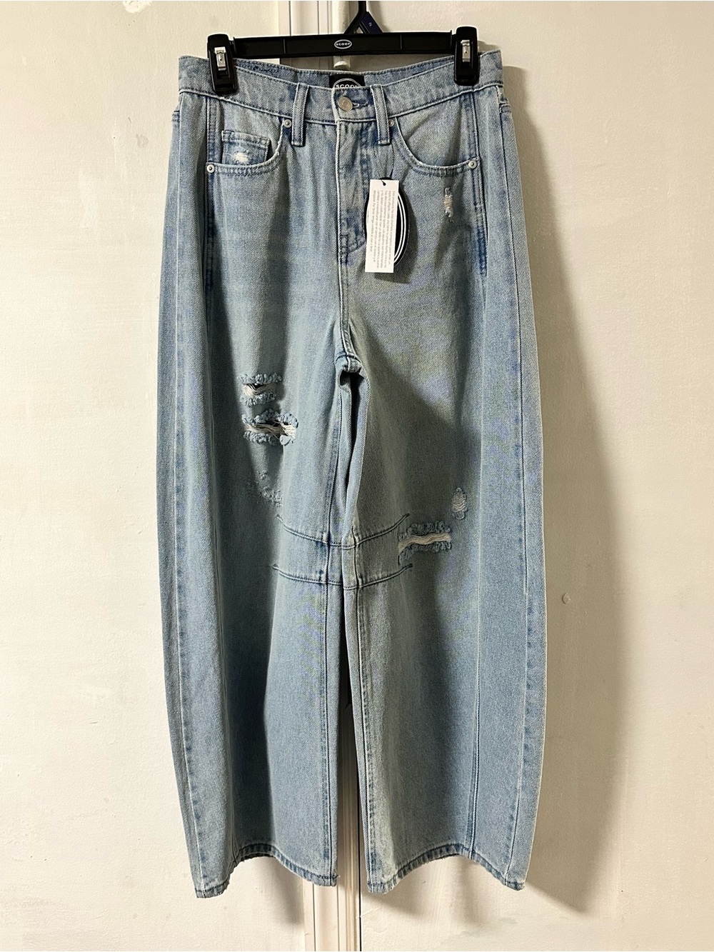 Light Blue Straight-Leg Distressed Women's Jeans